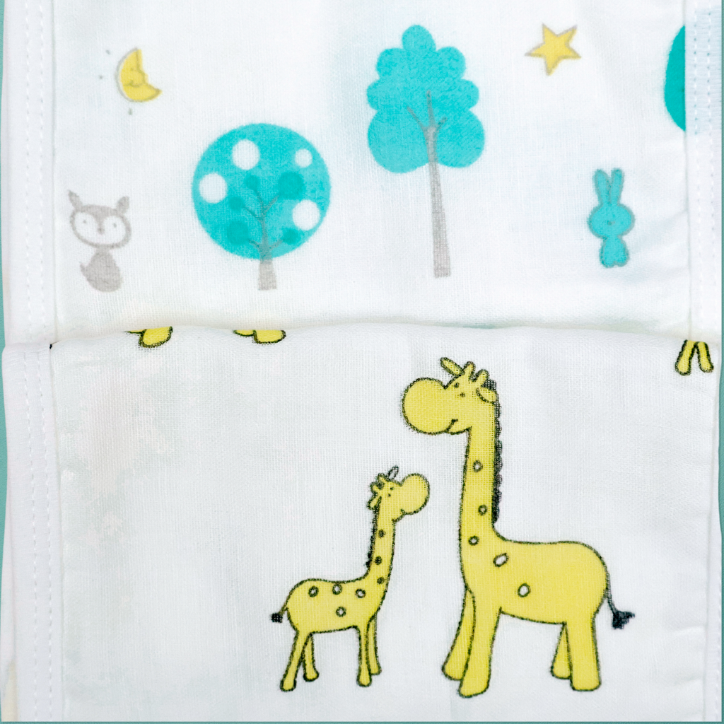 Kika Kiki Nature Prints Burp Cloth- 100% Soft Muslin Cotton (Pack of 2)