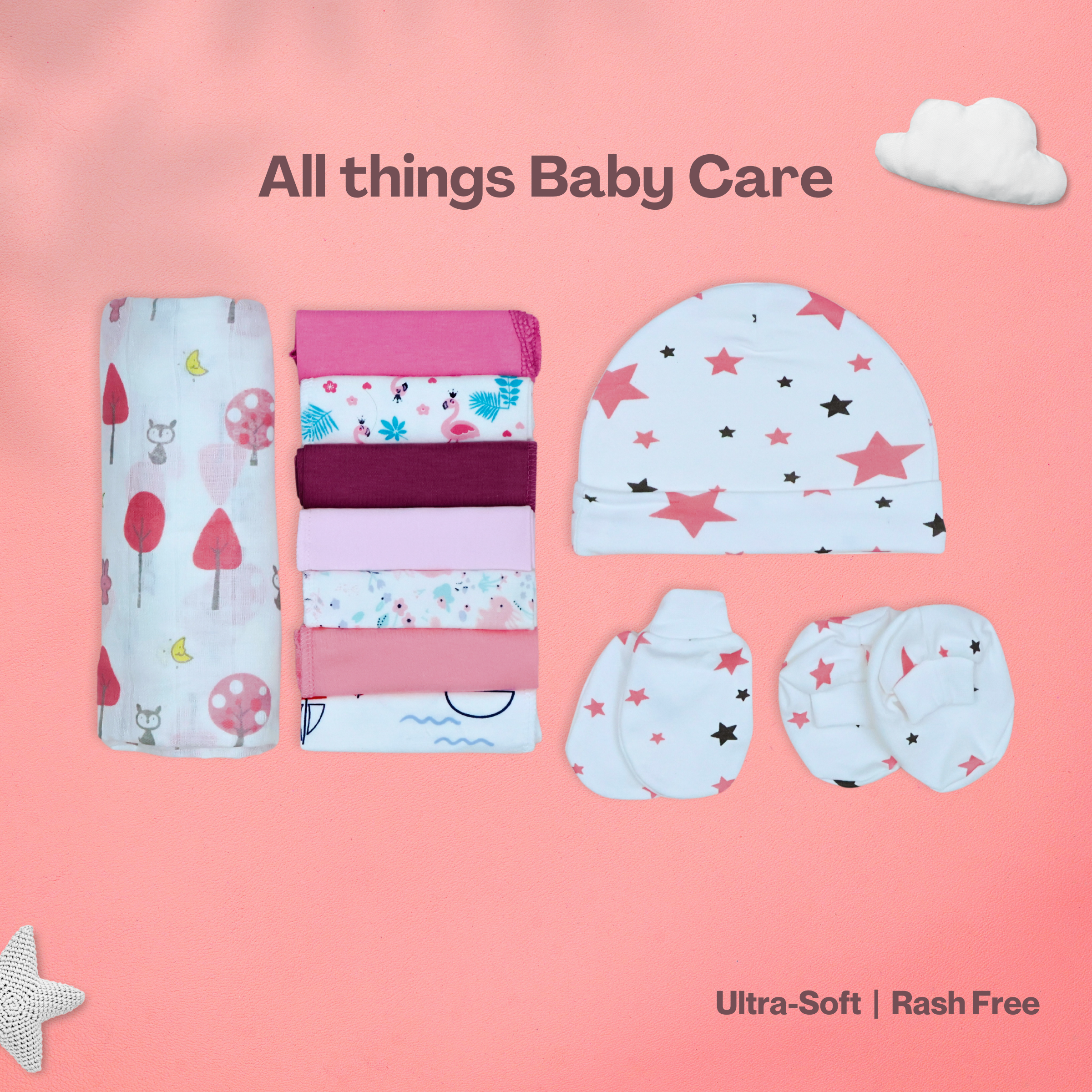 Kika Kiki Hello World Giftset - The Ultimate Newborn Welcome Kit - 16 Essentials for just born.