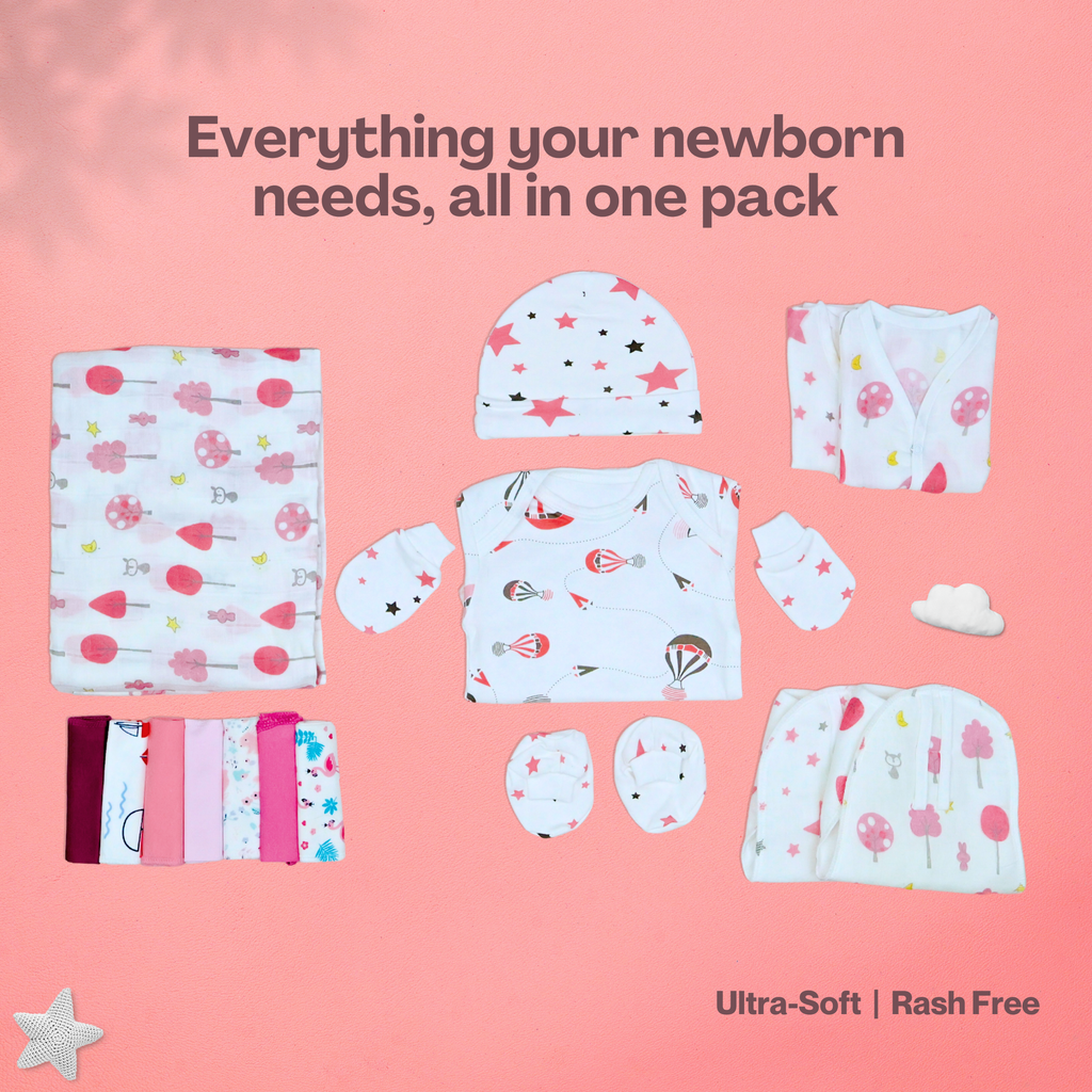 Kika Kiki Hello World Giftset - The Ultimate Newborn Welcome Kit - 16 Essentials for just born.