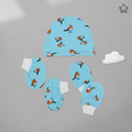 Kika Kiki Cap Mittens Booties Set - 100% Ultra Soft Cotton Combo Sparrows prints