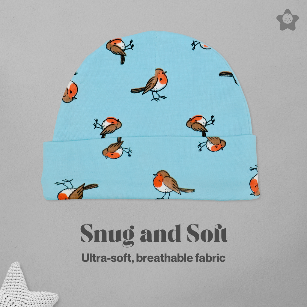 Kika Kiki Cap Mittens Booties Set - 100% Ultra Soft Cotton Combo Sparrows prints