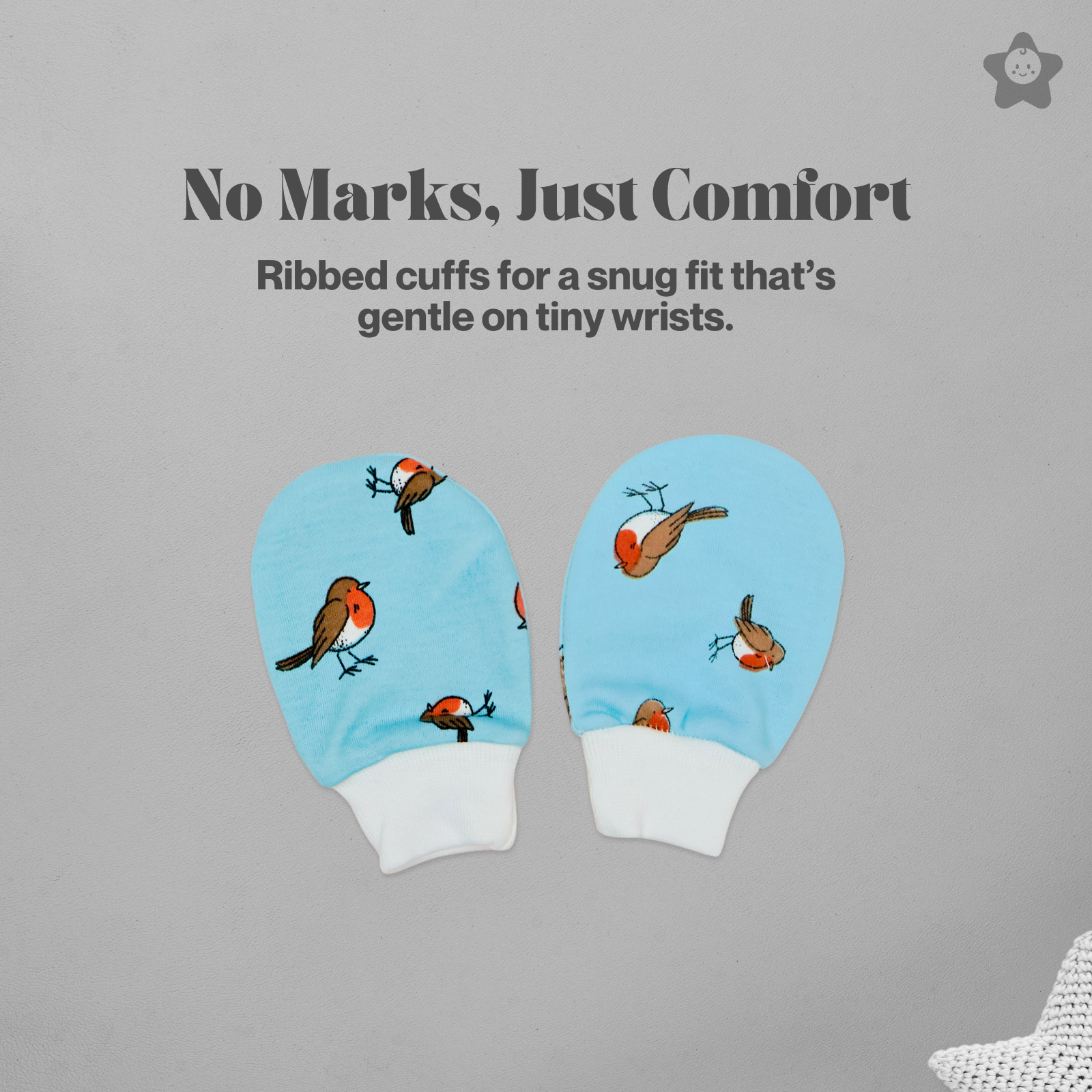 Kika Kiki Cap Mittens Booties Set - 100% Ultra Soft Cotton Combo Sparrows prints