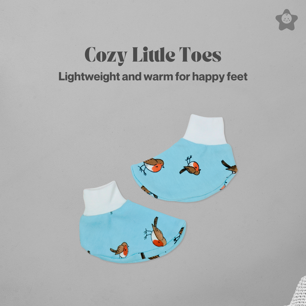 Kika Kiki Cap Mittens Booties Set - 100% Ultra Soft Cotton Combo Sparrows prints