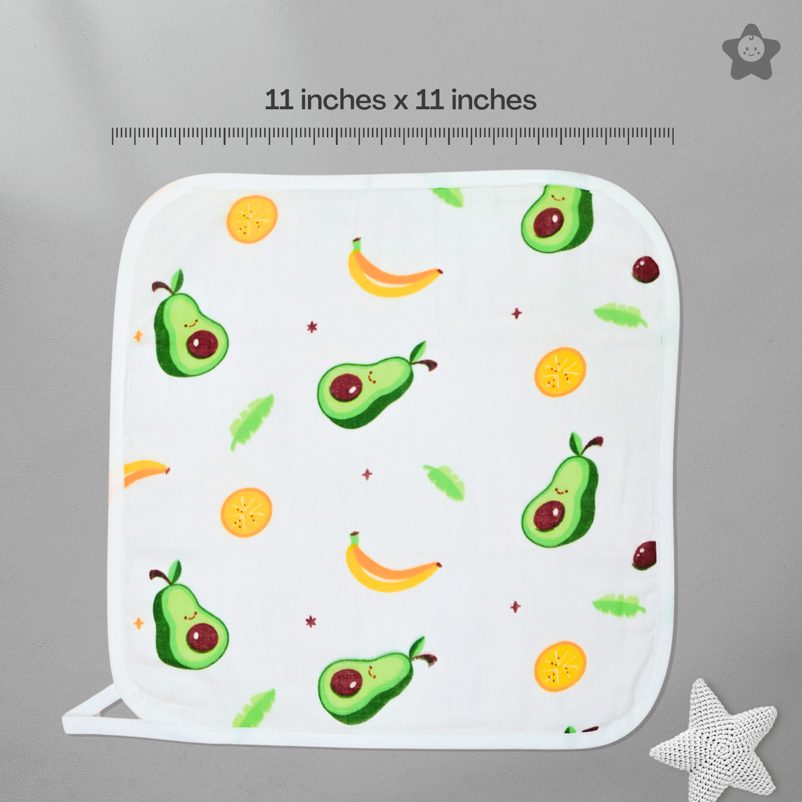 Kika Kiki Muslin 4 Layer XL Wash Cloths - Vivid Prints 100% Cotton Assorted Face wipes (Pack of 3)