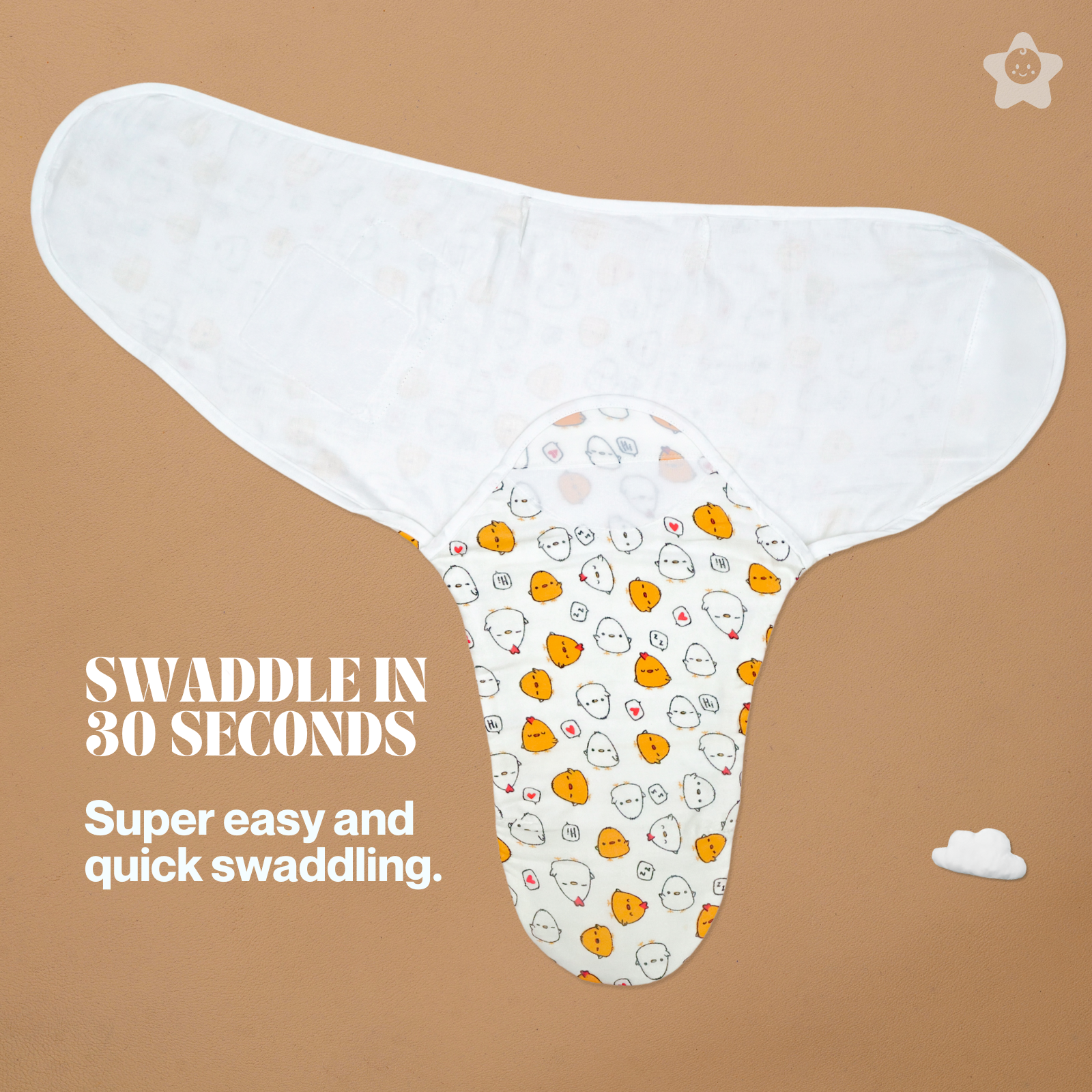 Kika Kiki Joyful Quacks Velcro Muslin Swaddle -100% Muslin Swaddle Wrapper (Pack of 1)
