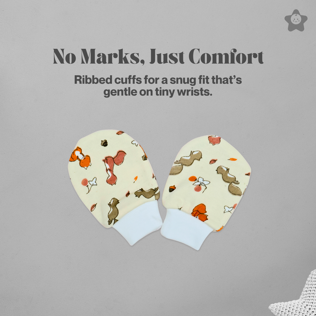 Kika Kiki Cap Mittens Booties Set - 100% Ultra Soft Cotton Combo Squirrels prints