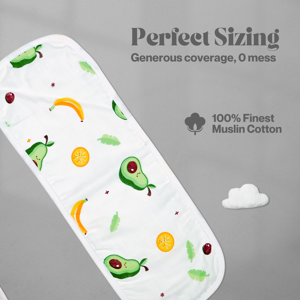 Kika Kiki Juicy Fruits Burp Cloth- 100% Soft Muslin Cotton (Pack of 3)