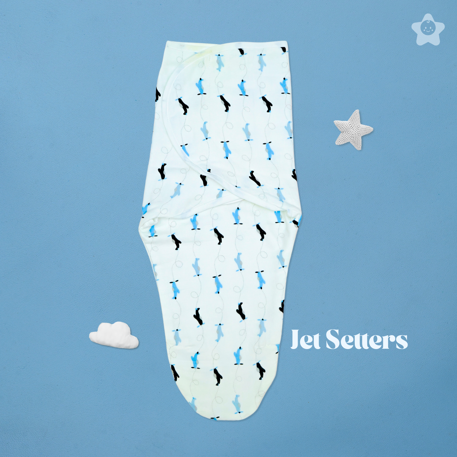 Kika Kiki Jet Setters Velcro Muslin Swaddle -100% Muslin Swaddle Wrapper (Pack of 1)