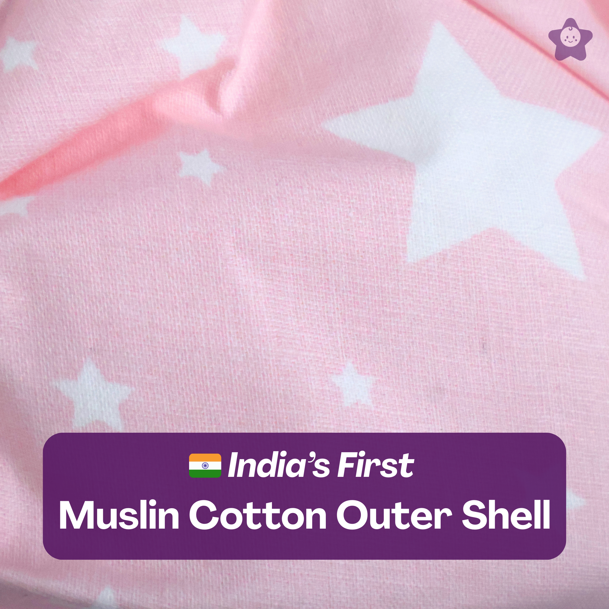 Kika Kiki Pink Stars Air Diaper | Organic Muslin Cotton Comfort for Babies