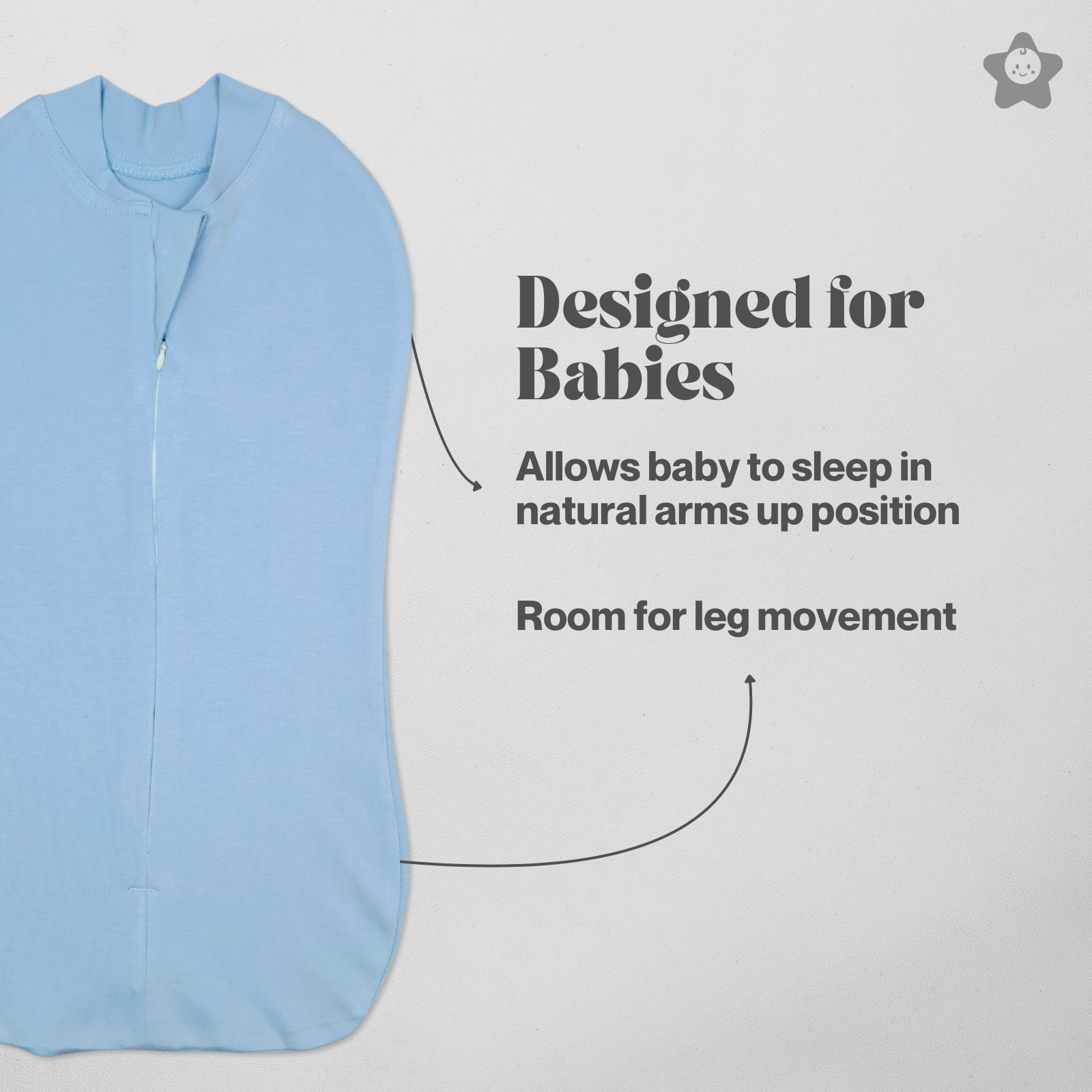 Kika Kiki Sleeping Pods Swaddle For New Born Babies - arms up design