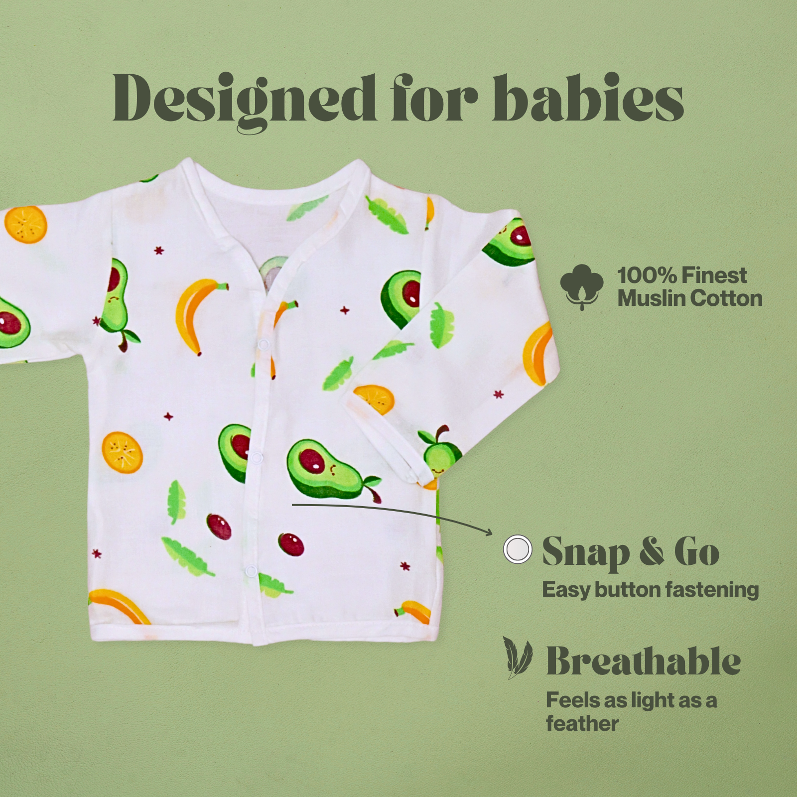 Kika Kiki Avocado Muslin Co-ord set | 100% Ultra soft FInest Cotton Lounge wear (pack of 1)