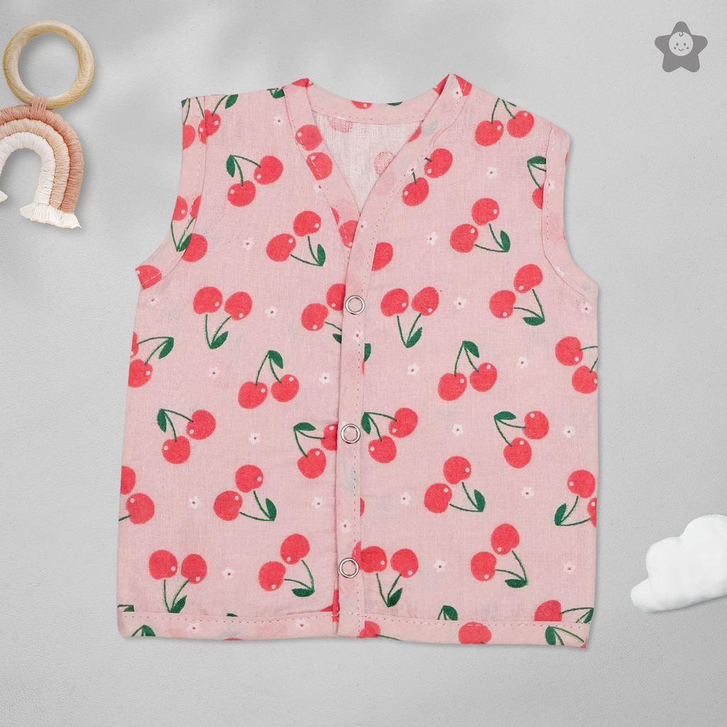 Kika Kiki Blossom Prints Muslin Jhabla - 100% Soft Muslin Cotton Unisex Button up Vest (Pack of 3)