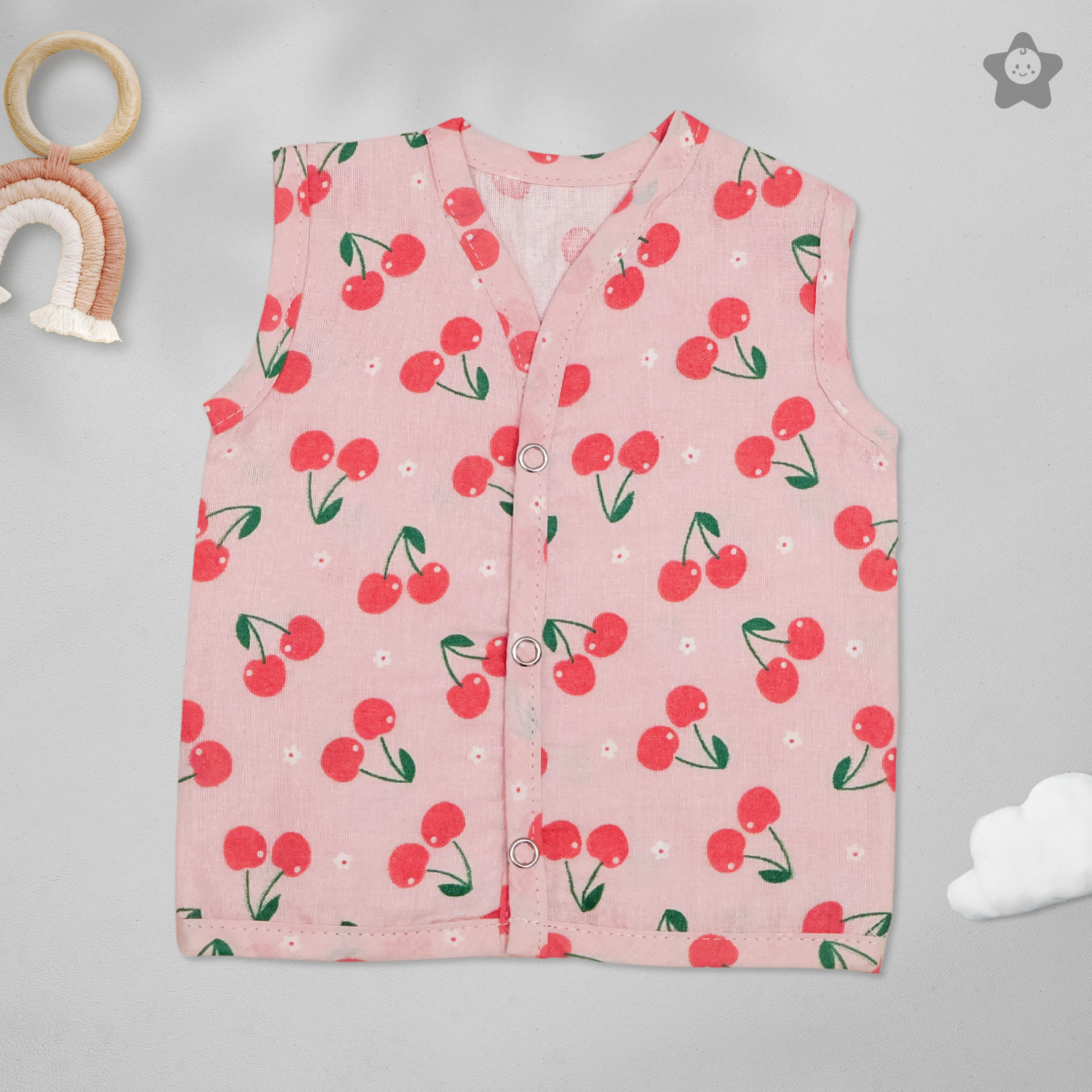 Kika Kiki Blossom Prints Muslin Jhabla - 100% Soft Muslin Cotton Unisex Button up Vest (Pack of 3)