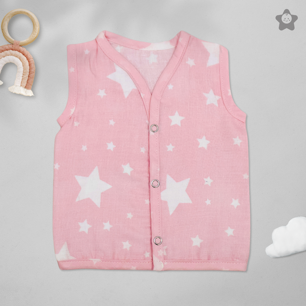 Kika Kiki Blossom Prints Muslin Jhabla - 100% Soft Muslin Cotton Unisex Button up Vest (Pack of 3)