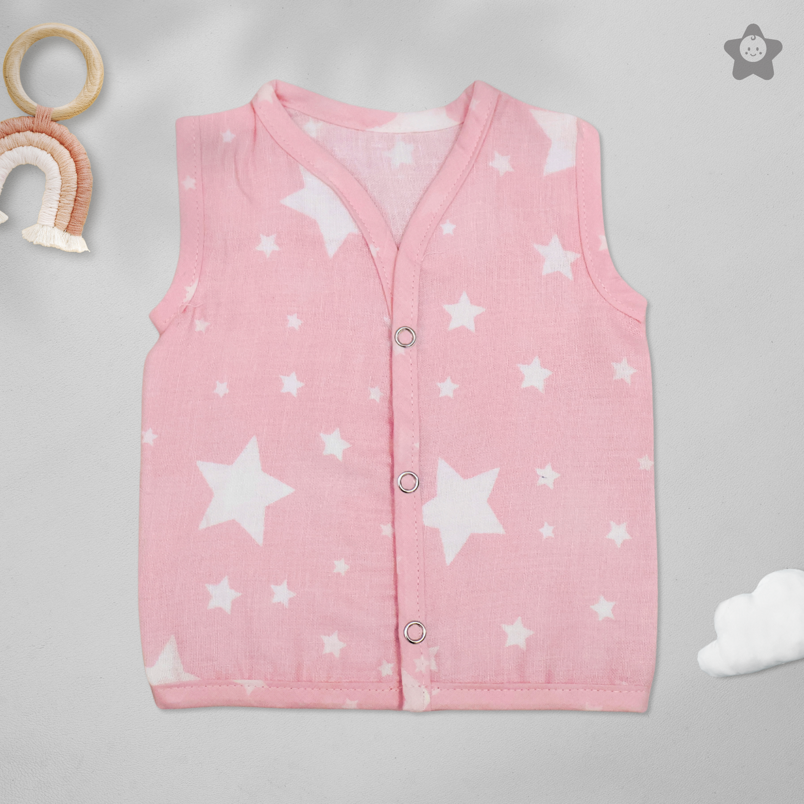 Kika Kiki Blossom Prints Muslin Jhabla - 100% Soft Muslin Cotton Unisex Button up Vest (Pack of 3)