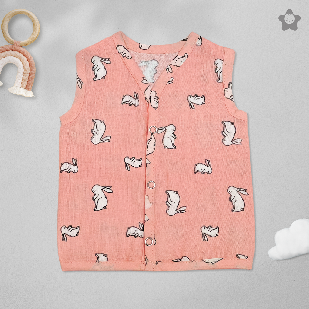 Kika Kiki Blossom Prints Muslin Jhabla - 100% Soft Muslin Cotton Unisex Button up Vest (Pack of 3)