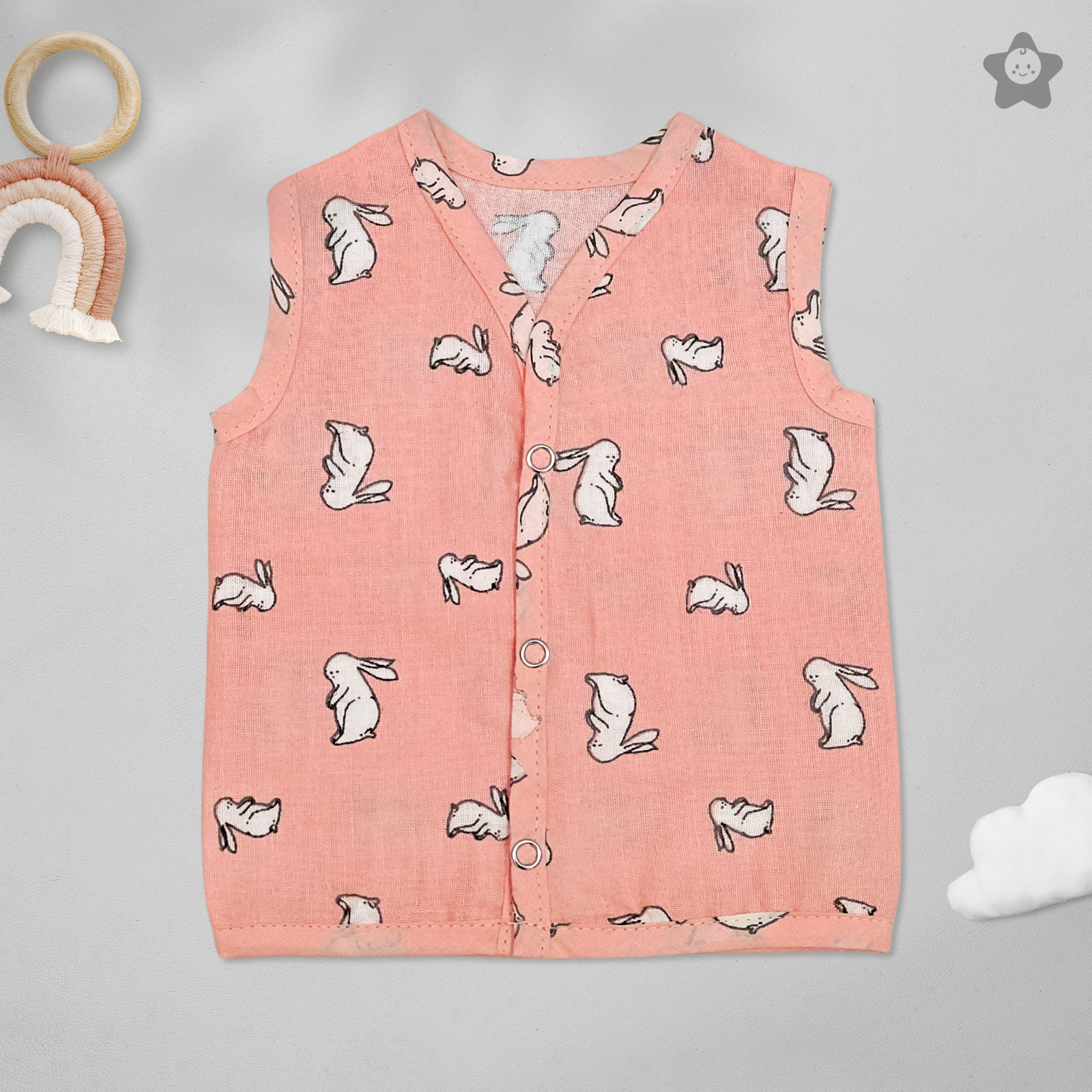 Kika Kiki Blossom Prints Muslin Jhabla - 100% Soft Muslin Cotton Unisex Button up Vest (Pack of 3)