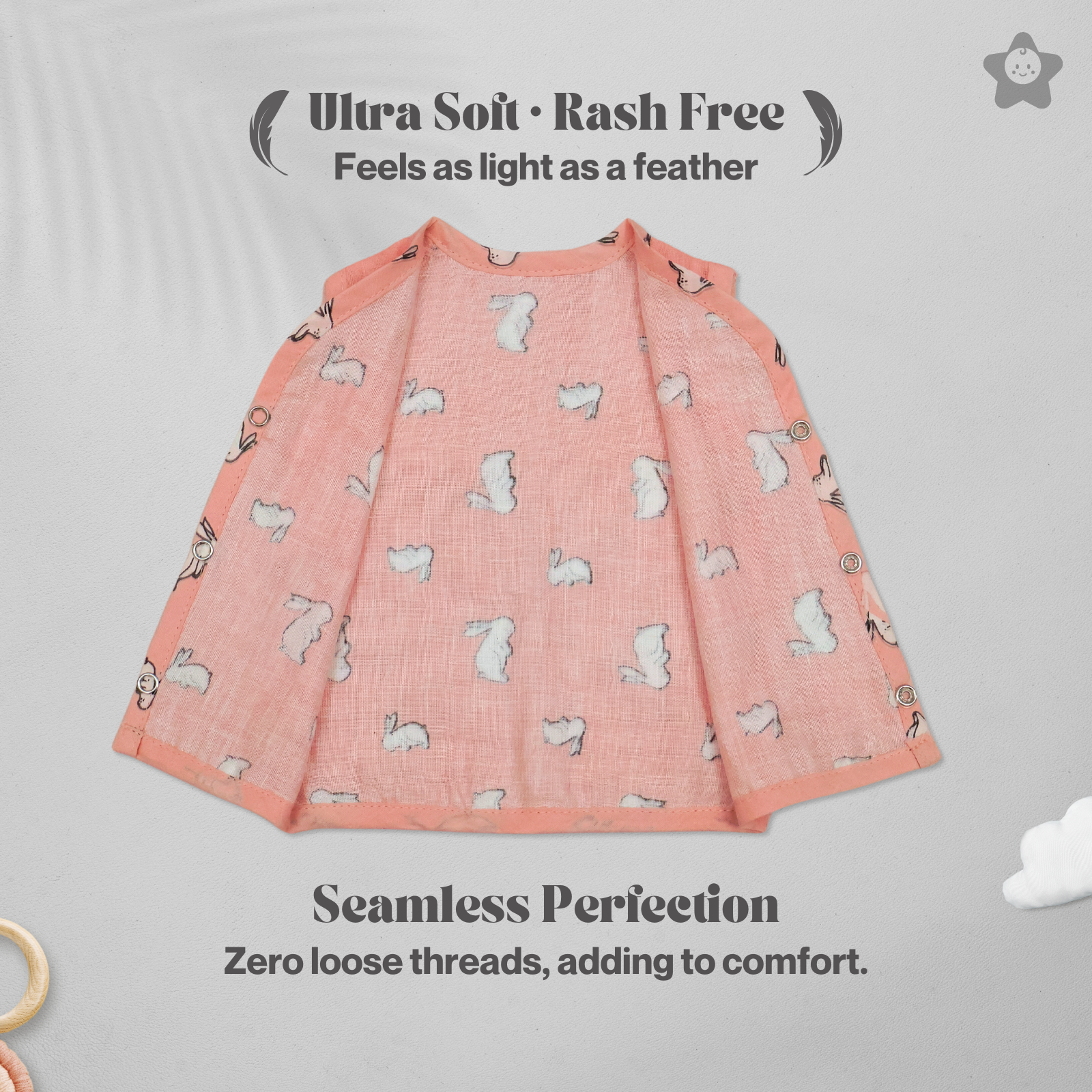 Kika Kiki Blossom Prints Muslin Jhabla - 100% Soft Muslin Cotton Unisex Button up Vest (Pack of 3)