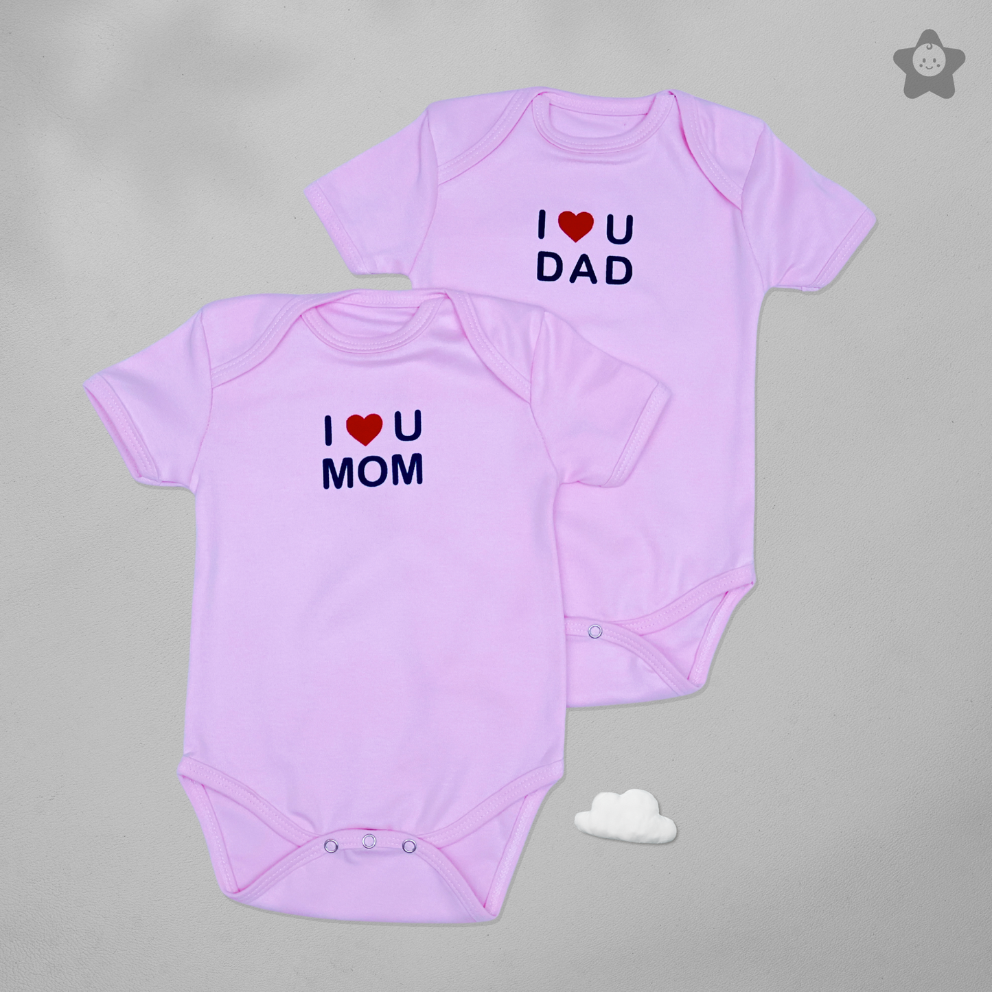 Kika Kiki Parent Love Edition BodySuits - 100% Ultra Soft Knitted Cotton Unisex Onesies (Pack of 2) Blush Pink