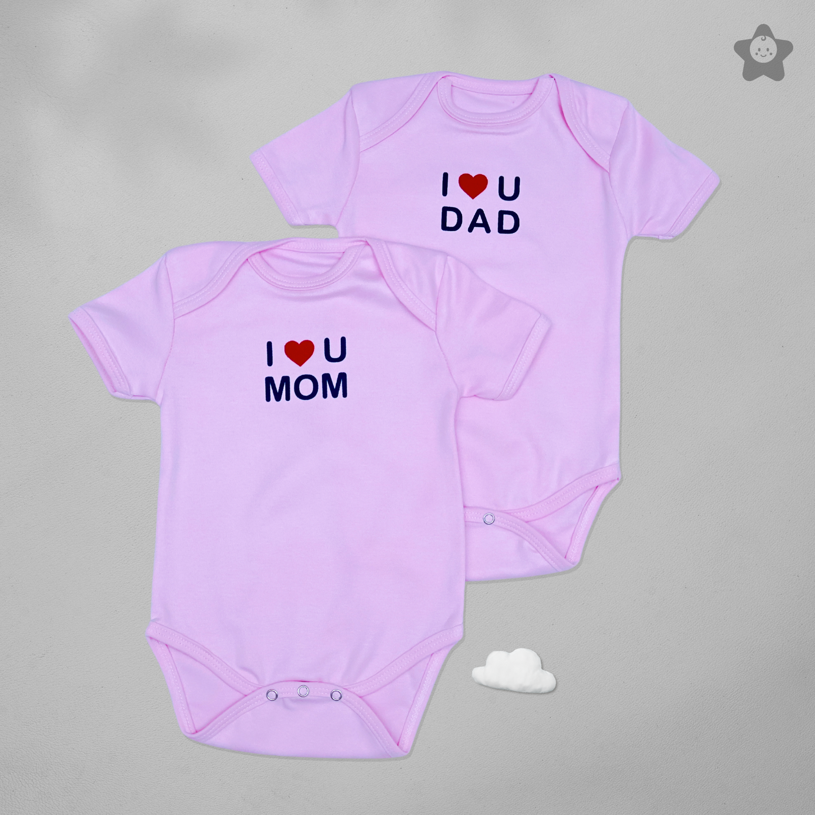 Kika Kiki Parent Love Edition BodySuits - 100% Ultra Soft Knitted Cotton Unisex Onesies (Pack of 2) Blush Pink