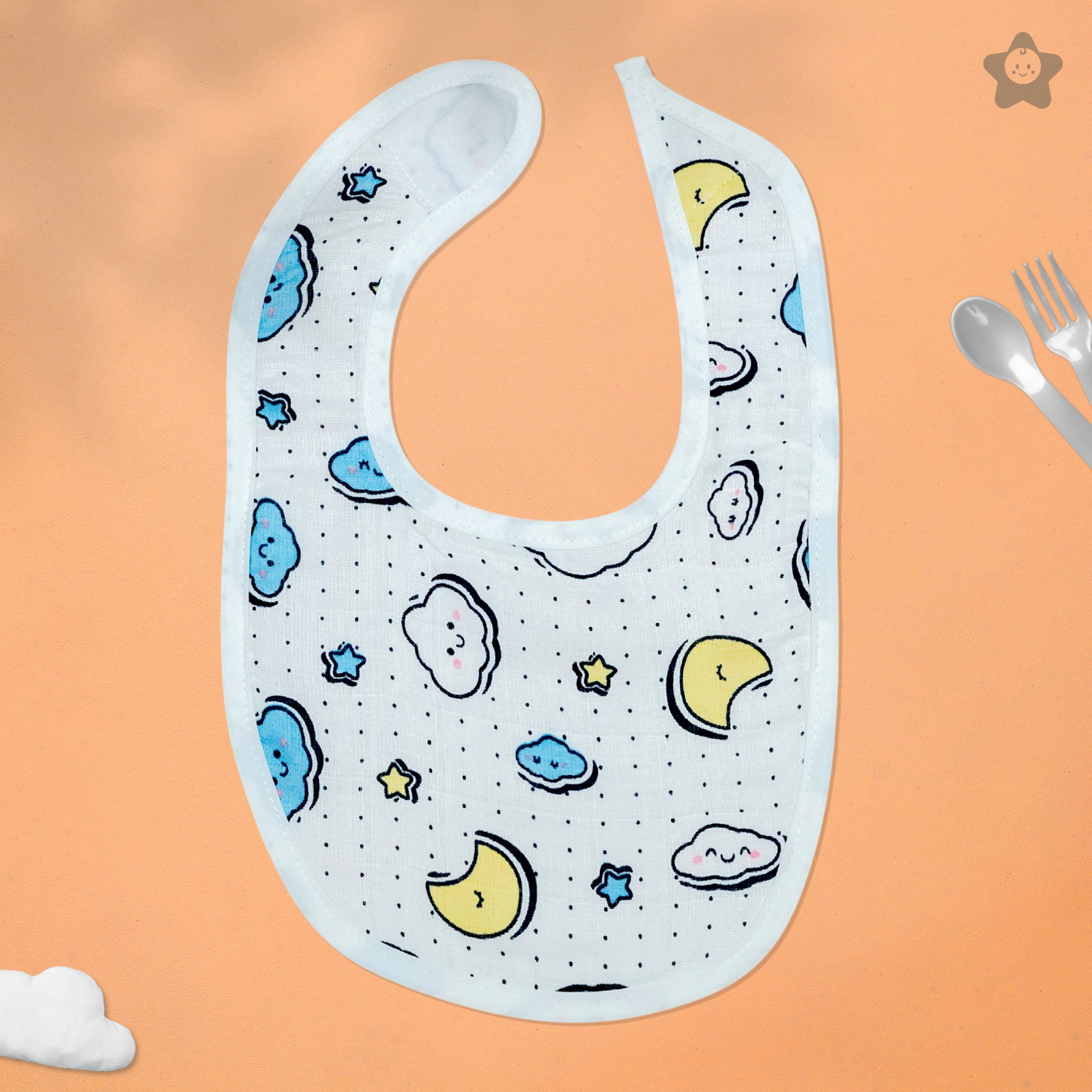 Kika Kiki Buddy Prints Baby Apron Bibs - 100% Soft Muslin Cotton (Pack of 2)