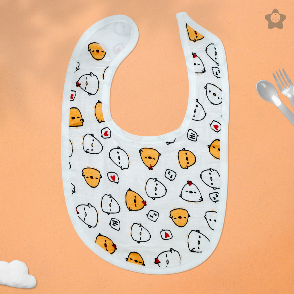 Kika Kiki Buddy Prints Baby Apron Bibs - 100% Soft Muslin Cotton (Pack of 2)