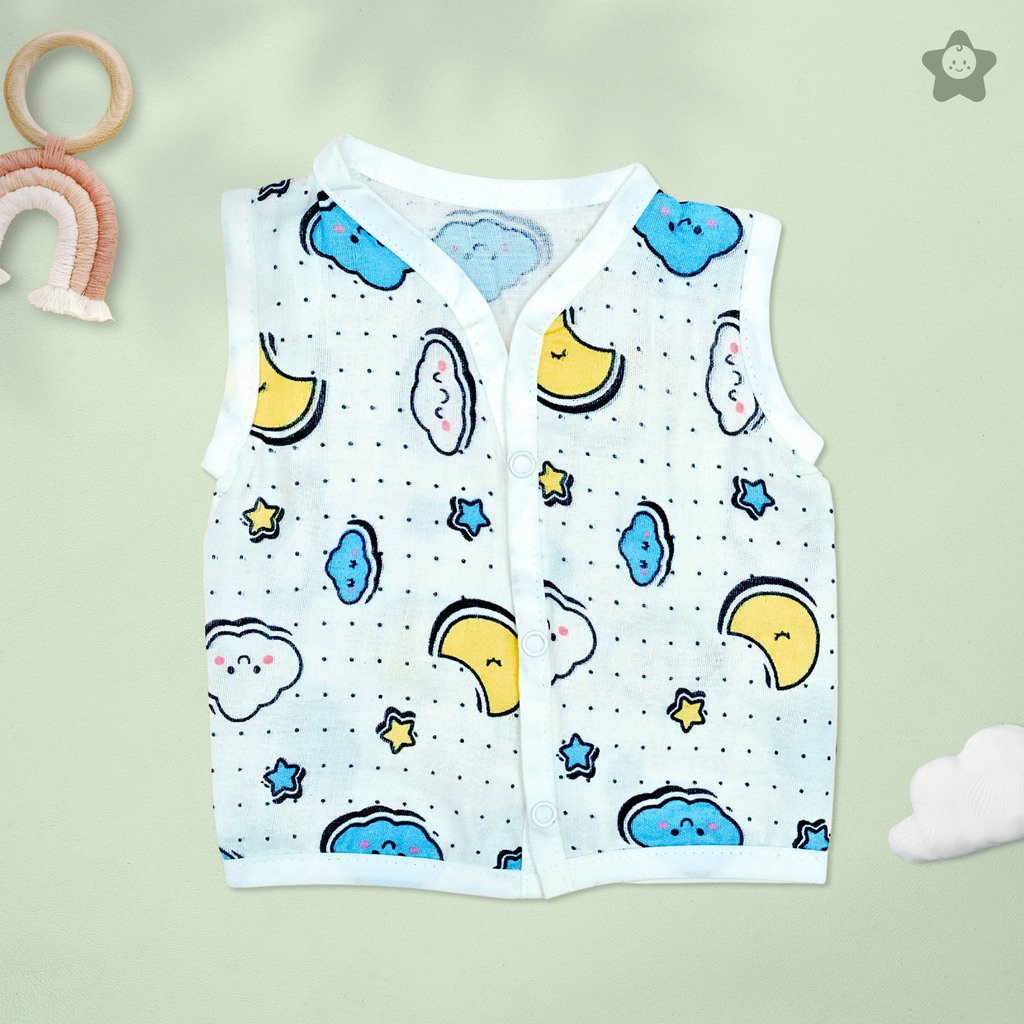 Kika Kiki Buddy Boho Muslin Jhabla - 100% Soft Muslin Cotton Unisex Button up Vest (Pack of 3)