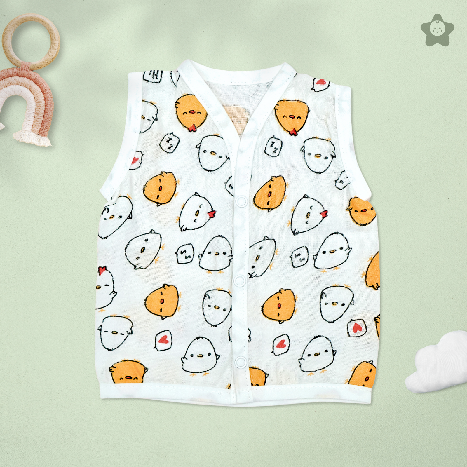 Kika Kiki Buddy Boho Muslin Jhabla - 100% Soft Muslin Cotton Unisex Button up Vest (Pack of 3)