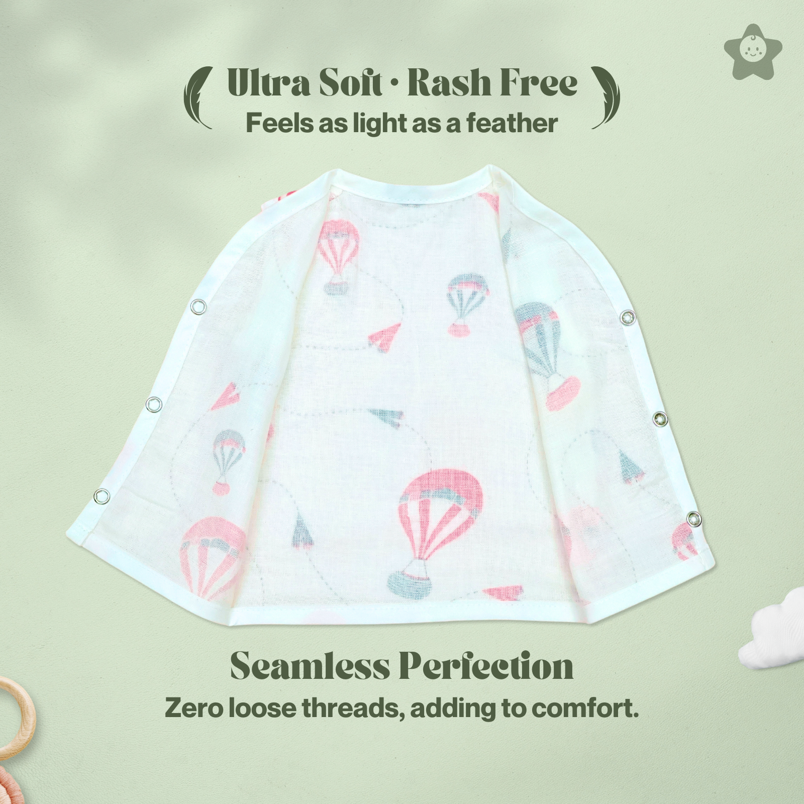 Kika Kiki Buddy Boho Muslin Jhabla - 100% Soft Muslin Cotton Unisex Button up Vest (Pack of 3)