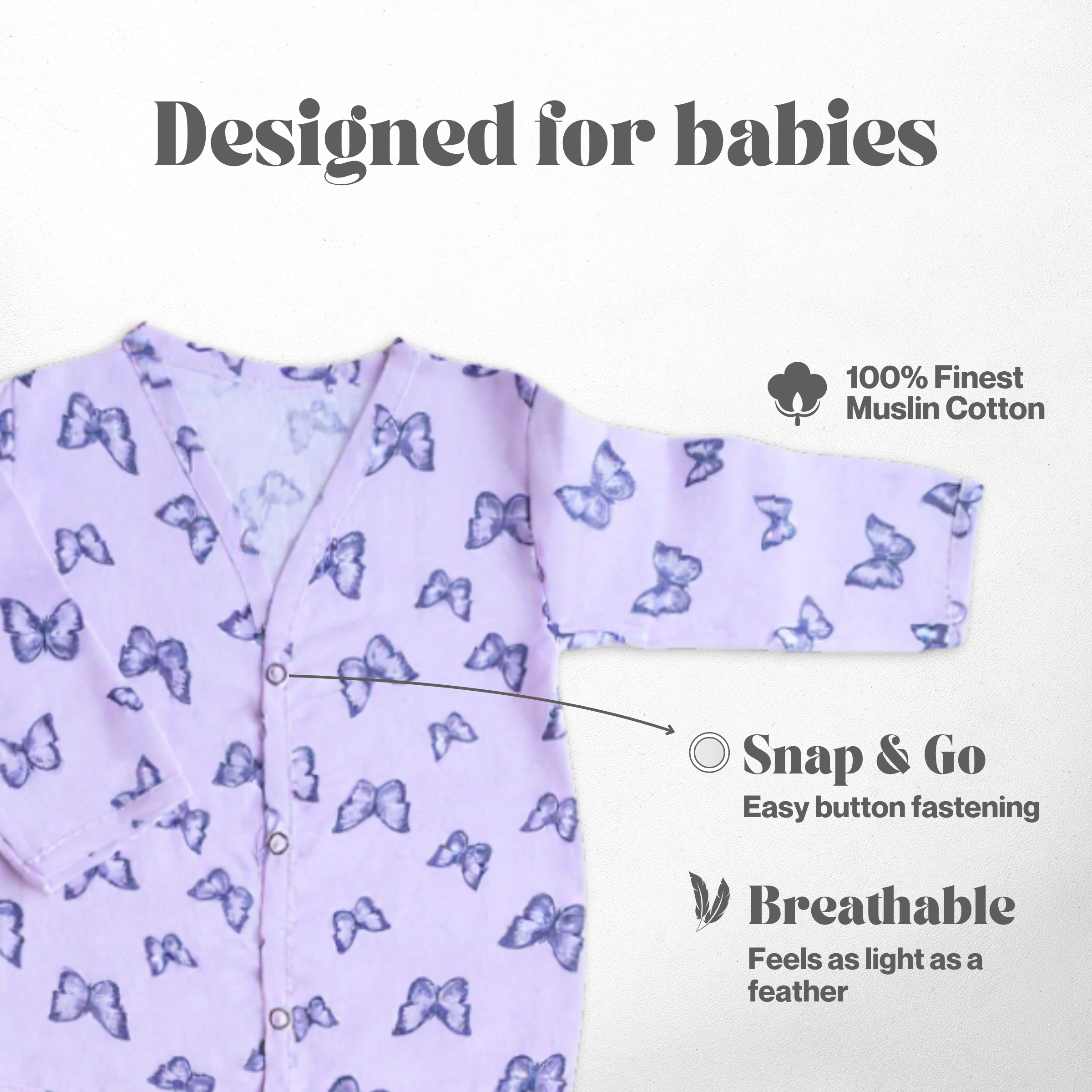 Kika Kiki Butterfly Muslin Co-ord set | 100% Ultra soft Finest Cotton Lounge wear (pack of 1)