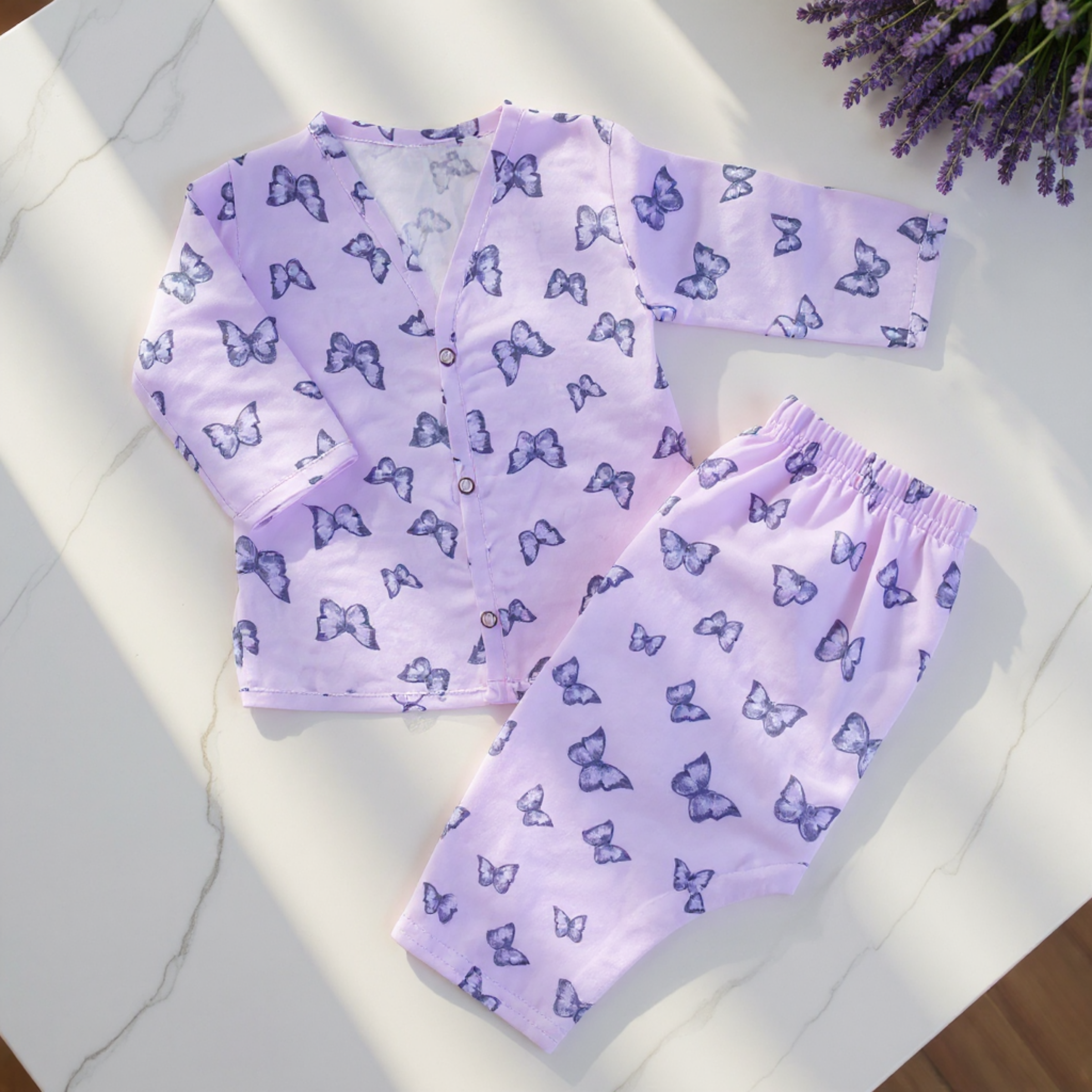 Kika Kiki Butterfly Muslin Co-ord set | 100% Ultra soft Finest Cotton Lounge wear (pack of 1)