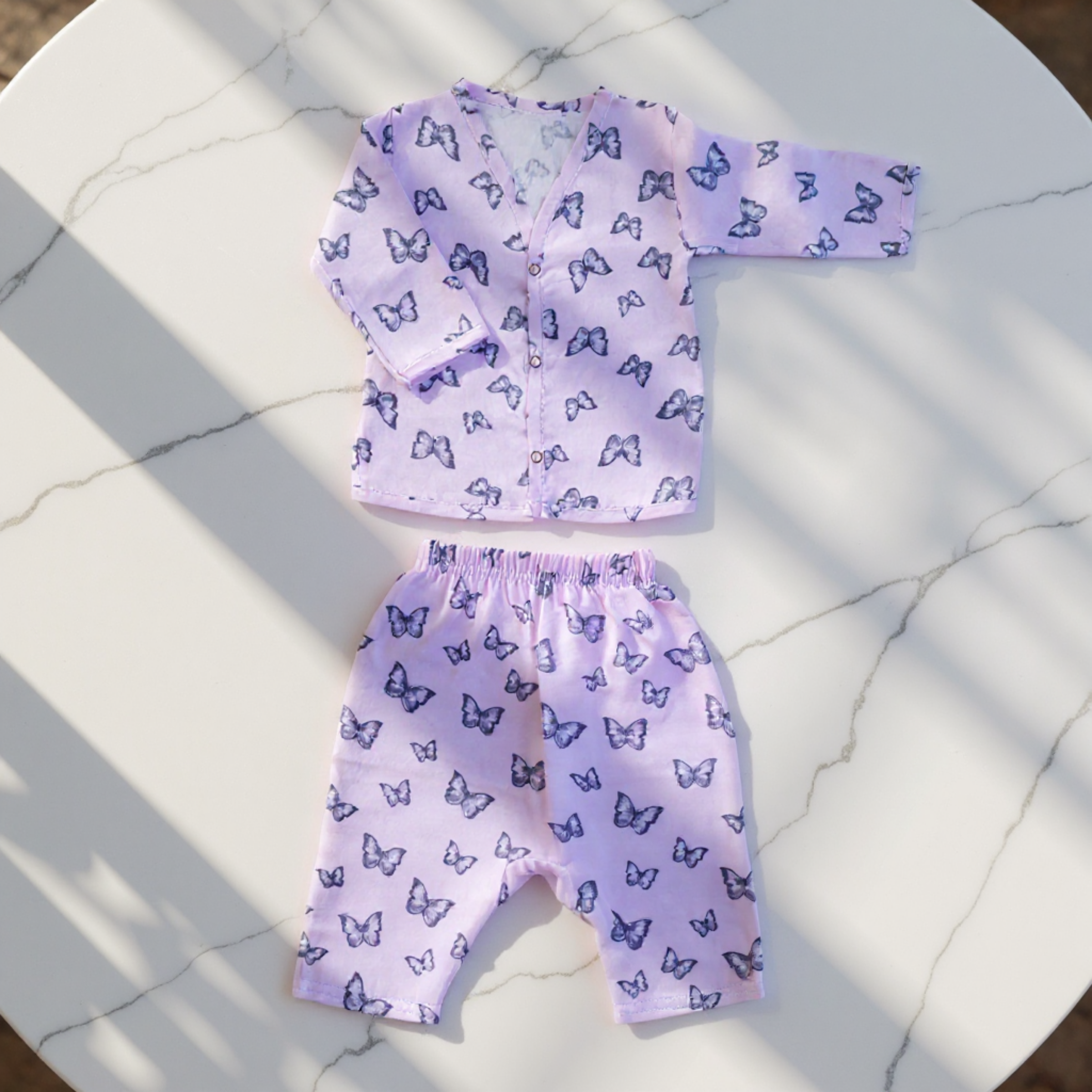 Kika Kiki Butterfly Muslin Co-ord set | 100% Ultra soft Finest Cotton Lounge wear (pack of 1)