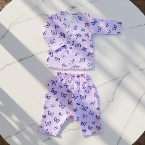 Kika Kiki Butterfly Muslin Co-ord set | 100% Ultra soft Finest Cotton Lounge wear (pack of 1)