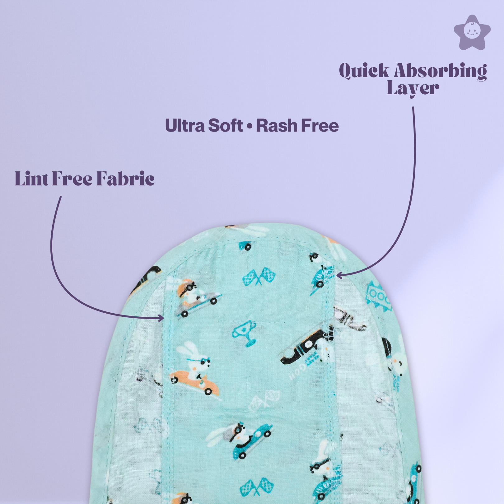 Kika Kiki Charm Muslin Nappies - 100% Soft Cotton Langot (Pack of 6)