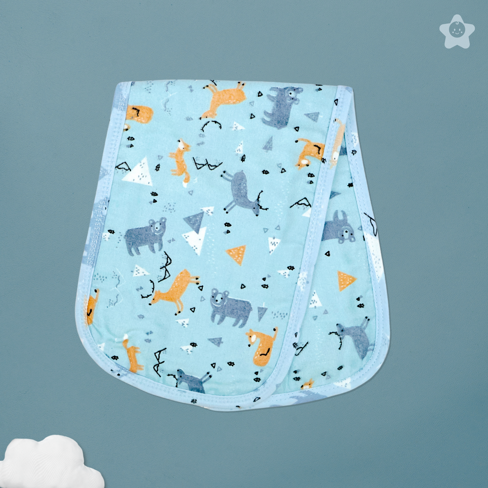 Kika Kiki Cyan Shades Burp Cloth- 100% Soft Muslin Cotton (Pack of 3)