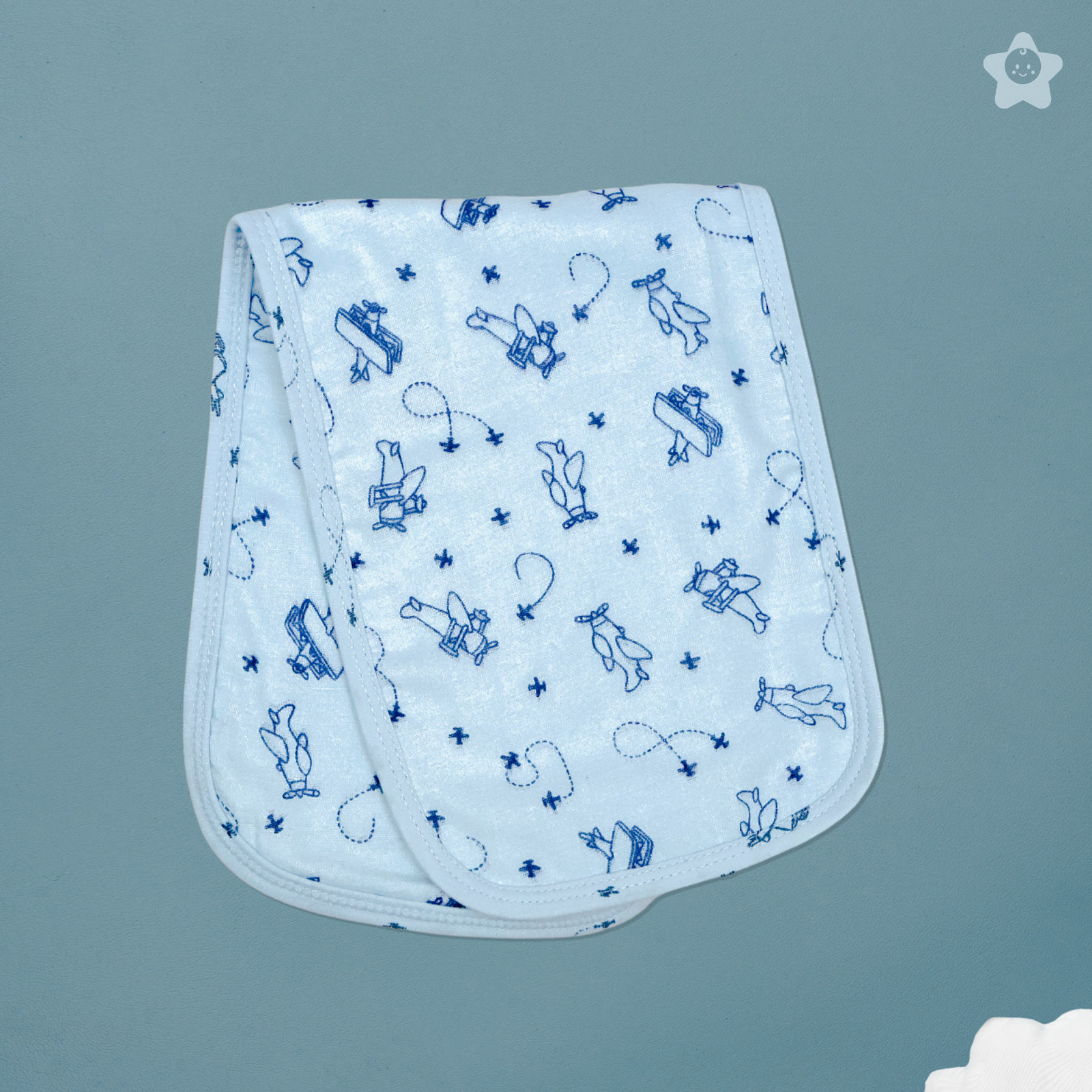 Kika Kiki Cyan Shades Burp Cloth- 100% Soft Muslin Cotton (Pack of 3)