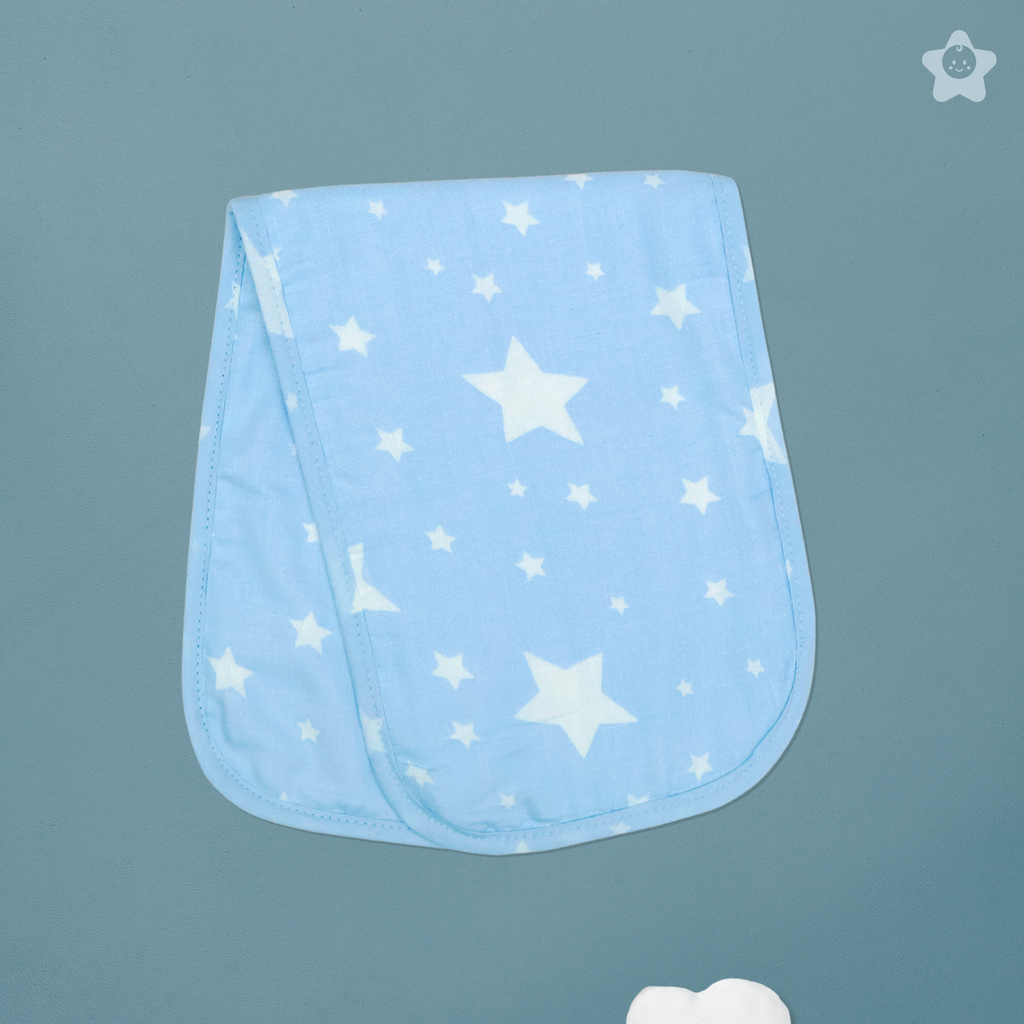 Kika Kiki Cyan Shades Burp Cloth- 100% Soft Muslin Cotton (Pack of 3)