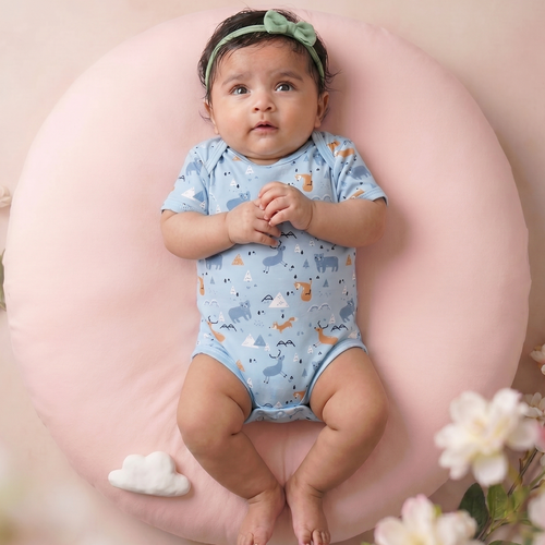 Kika Kiki Cyan Shades BodySuits - 100% Ultra Soft Knitted Cotton Unisex Onesies (Pack of 2)