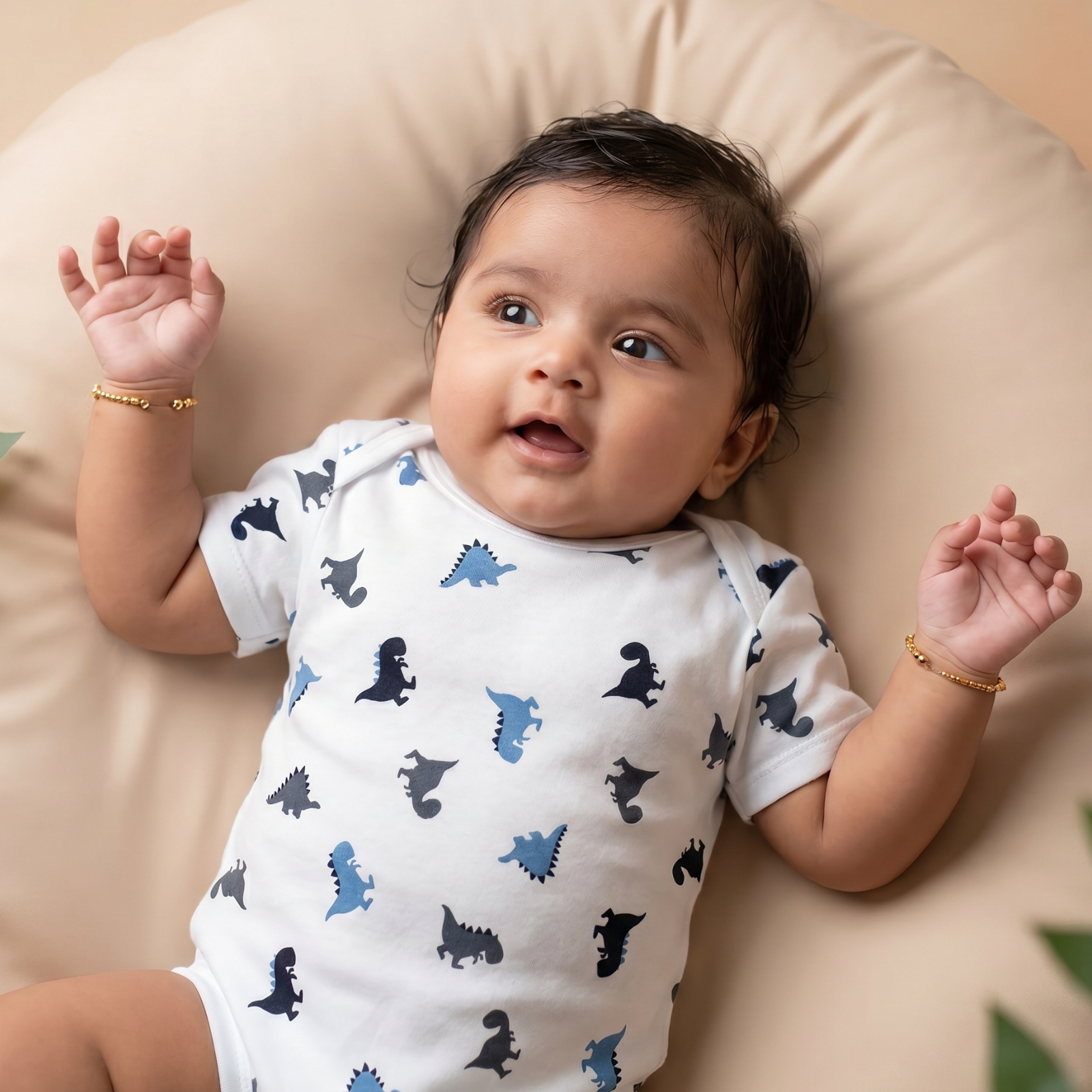Kika Kiki Dino & Bear BodySuits - 100% Ultra Soft Knitted Cotton Unisex Onesies (Pack of 2)