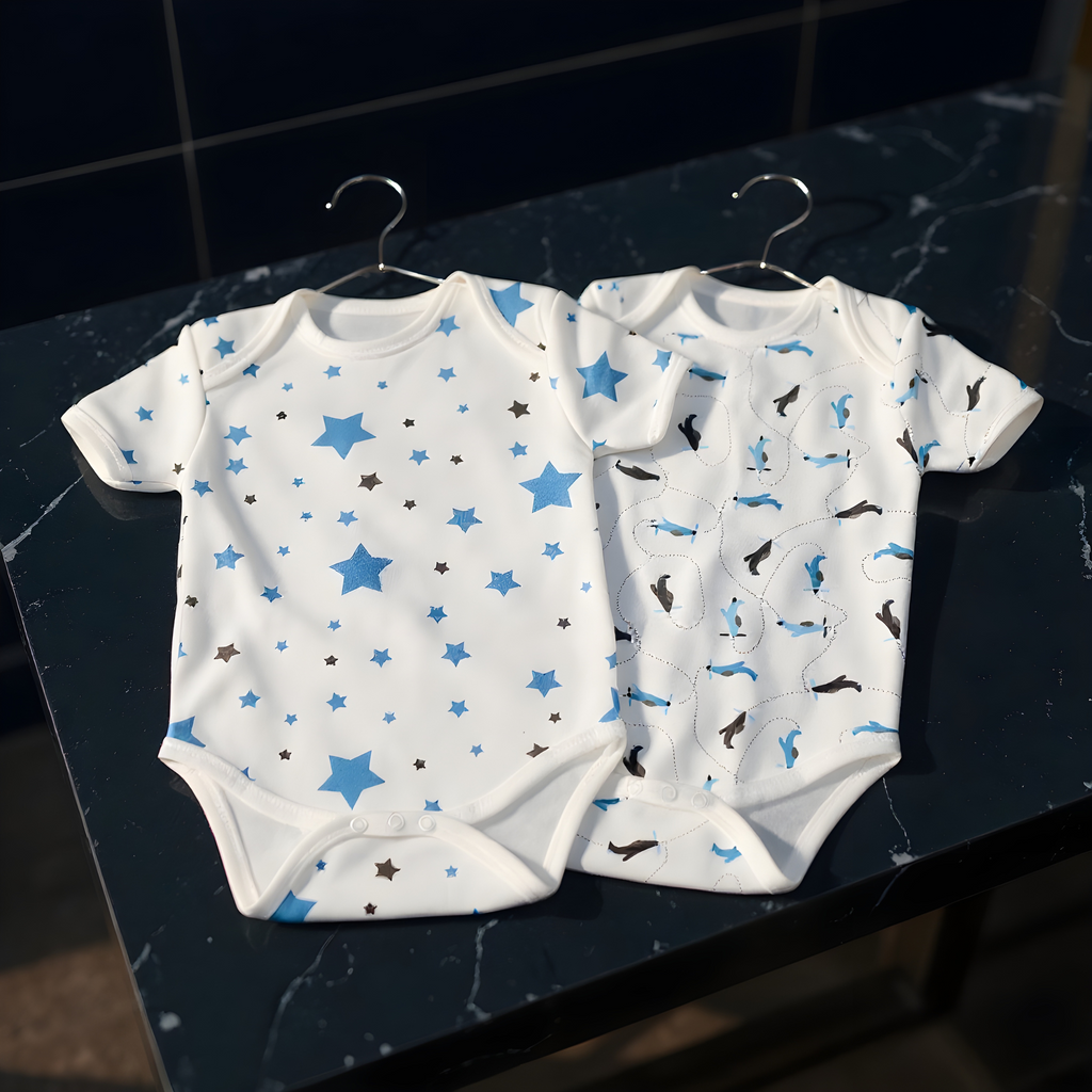 Kika Kiki Sky Explorer BodySuits - 100% Ultra Soft Knitted Cotton Unisex Onesies (Pack of 2)