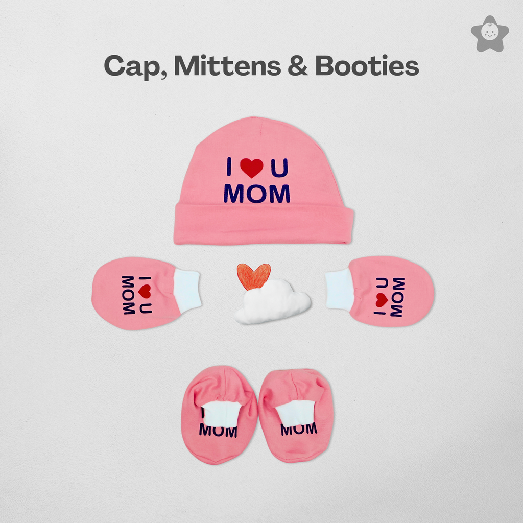 Kika Kiki First Love Giftset - I Love You Mom - The Perfect Gift for New Parents - Bodysuit Set For Just Born
