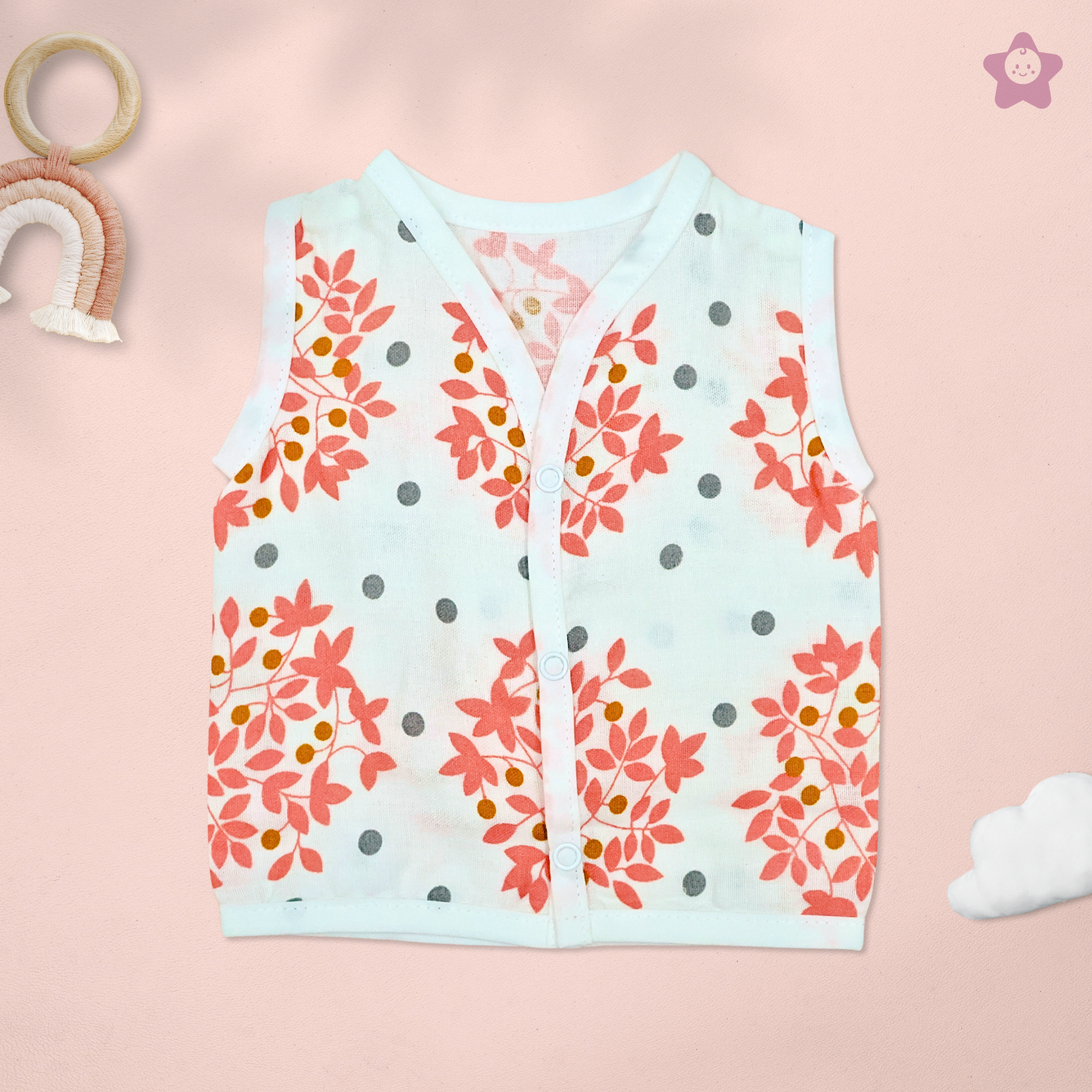 Kika Kiki Forest Edition Muslin Jhabla - 100% Soft Muslin Cotton Unisex Button up Vest (Pack of 3)