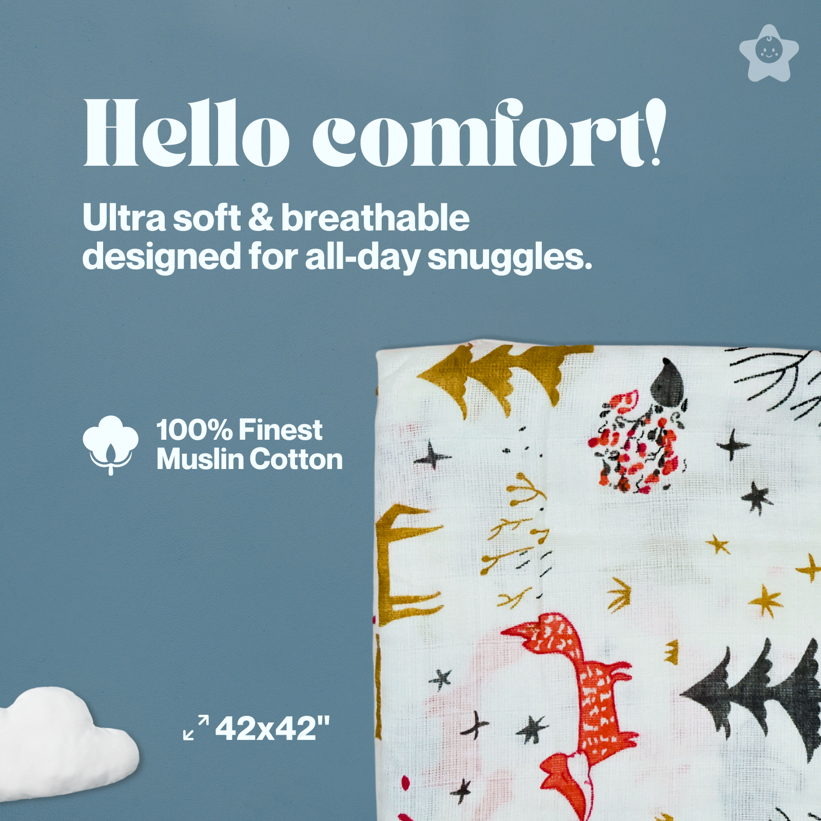 Kika Kiki Forest Muslin Swaddle Blanket - Ultra soft 100% Muslin Cotton Swaddle Wrapper (pack of 3)