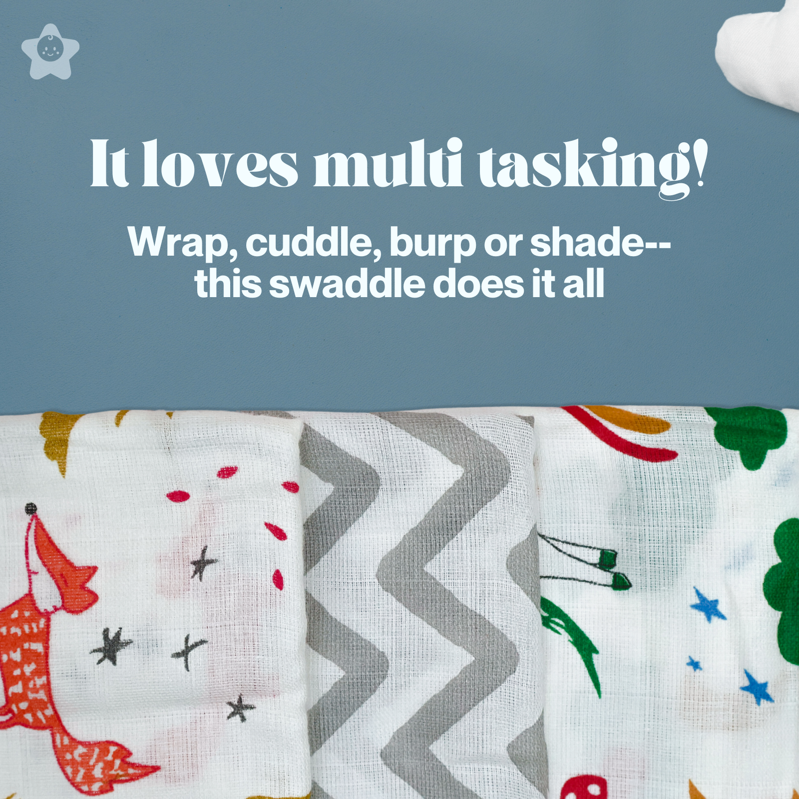 Kika Kiki Forest Muslin Swaddle Blanket - Ultra soft 100% Muslin Cotton Swaddle Wrapper (pack of 3)