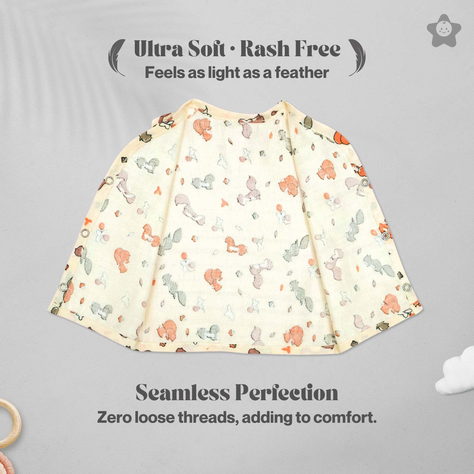 Kika Kiki Frolic Prints Muslin Jhabla - 100% Soft Muslin Cotton Unisex Button up Vest (Pack of 3)