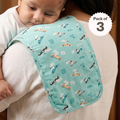 Kika Kiki Frolic Prints Burp Cloth- 100% Soft Muslin Cotton (Pack of 3)
