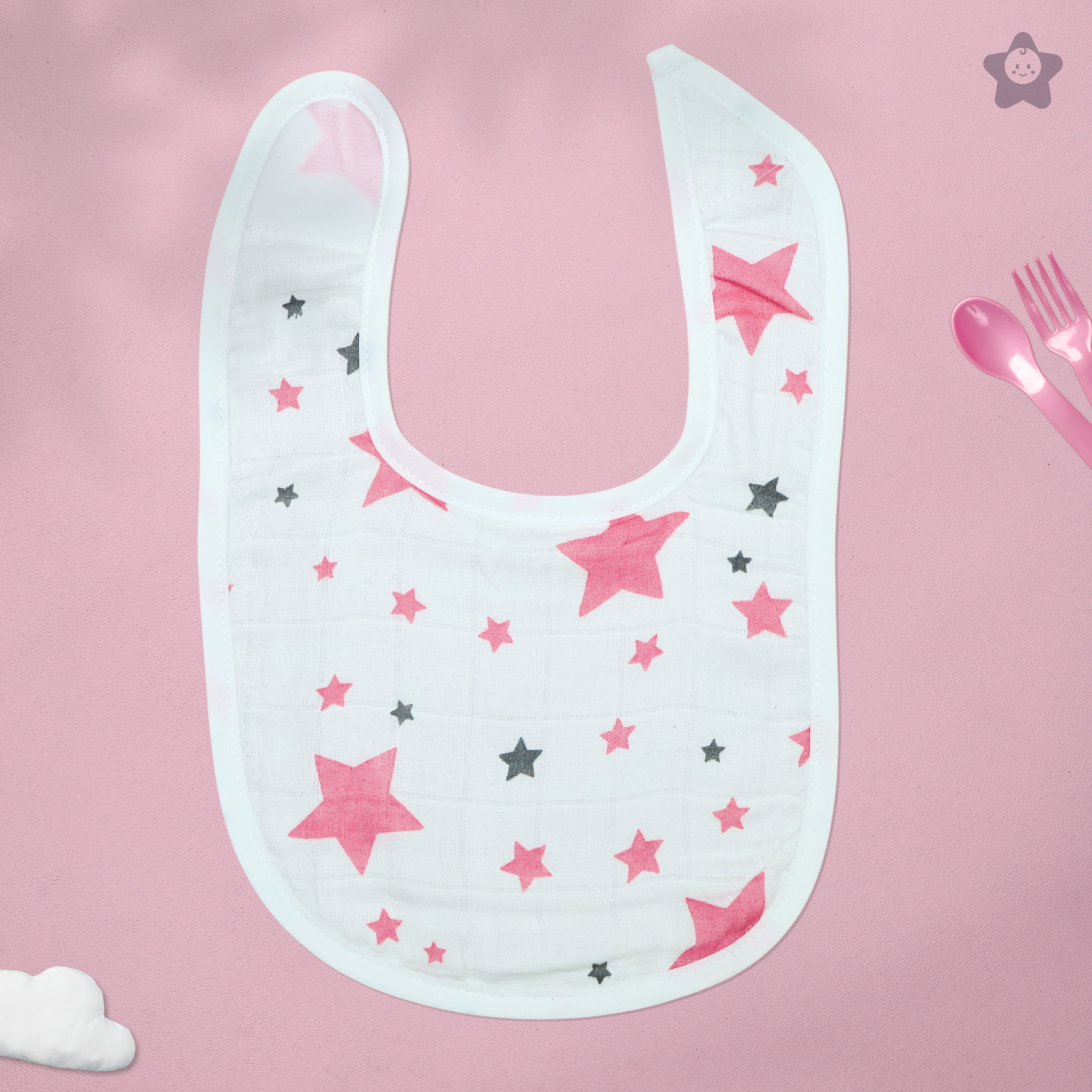 Kika Kiki Fuchisa Baby Apron Bibs - 100% Soft Muslin Cotton (Pack of 2)