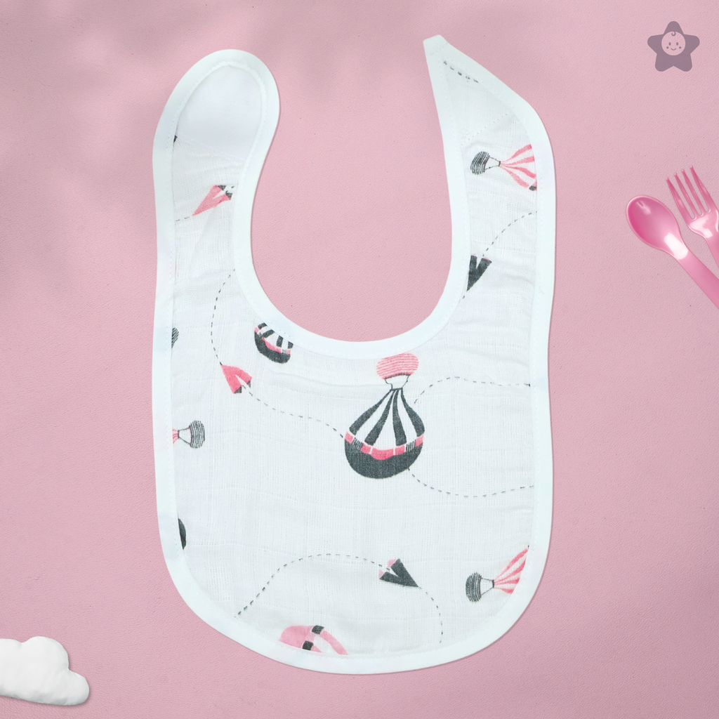 Kika Kiki Fuchisa Baby Apron Bibs - 100% Soft Muslin Cotton (Pack of 2)