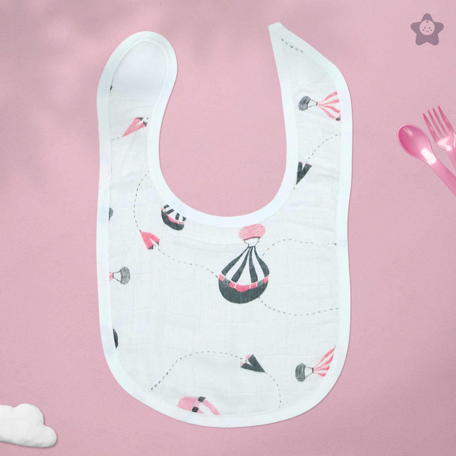 Kika Kiki Fuchisa Baby Apron Bibs - 100% Soft Muslin Cotton (Pack of 2)