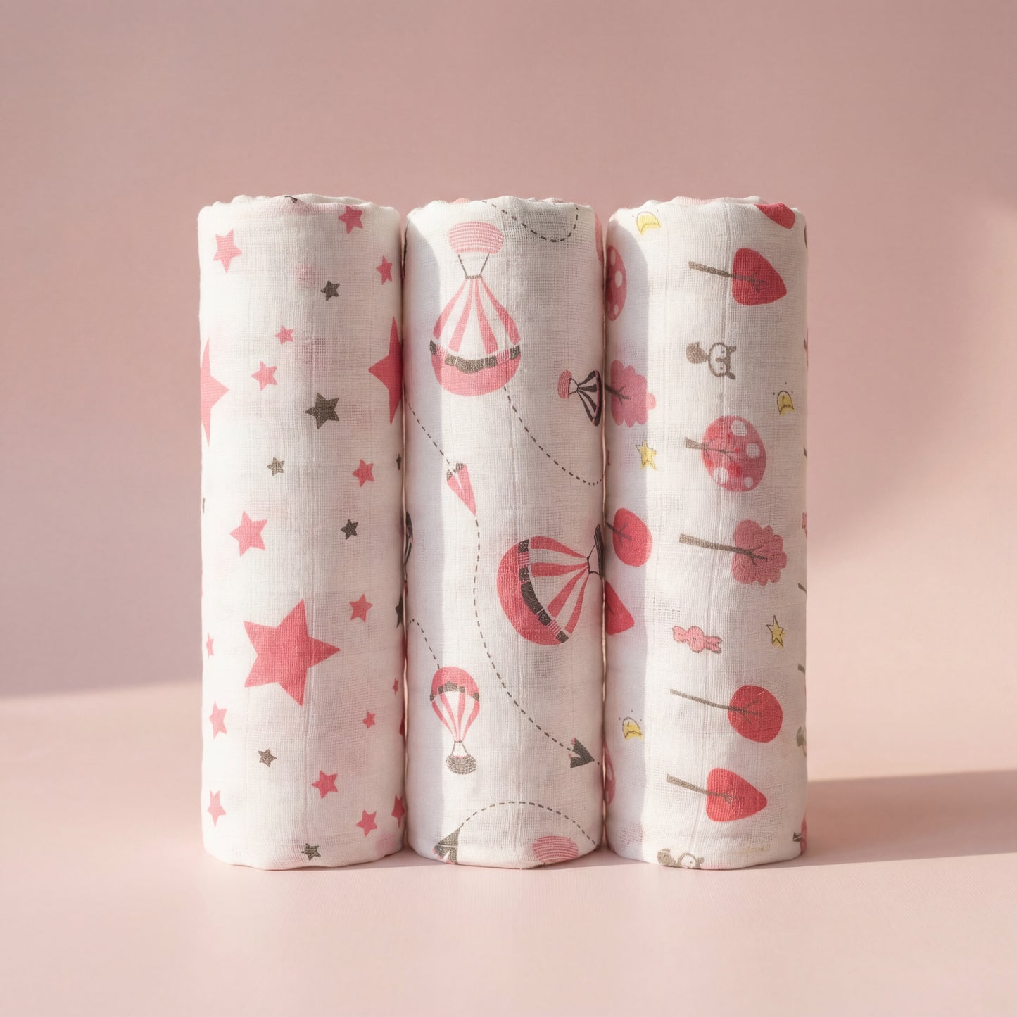 Fuchisa Muslin Swaddle Blanket - Ultra soft 100% Muslin Cotton Swaddle Wrapper (pack of 3)